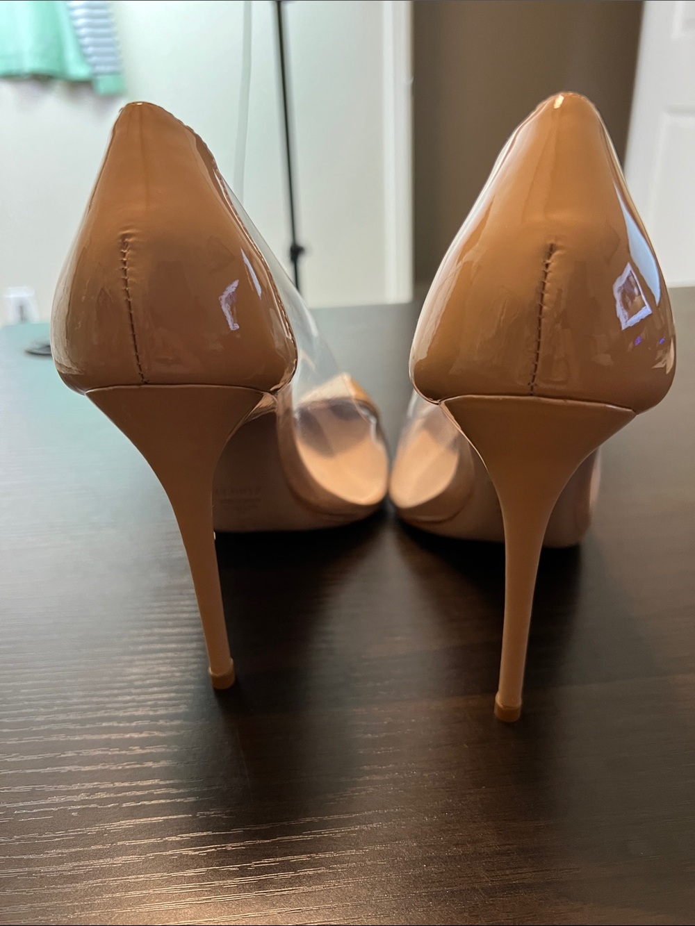 Schutz Cendi NWOB Transparent PVC Panel Nude Patent Leather Toe High Heels 8B - Picture 5 of 9